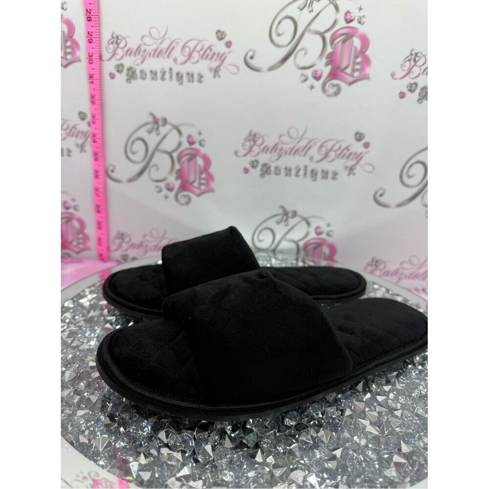 Sandals slippers soft Black Plush Slide Sandals